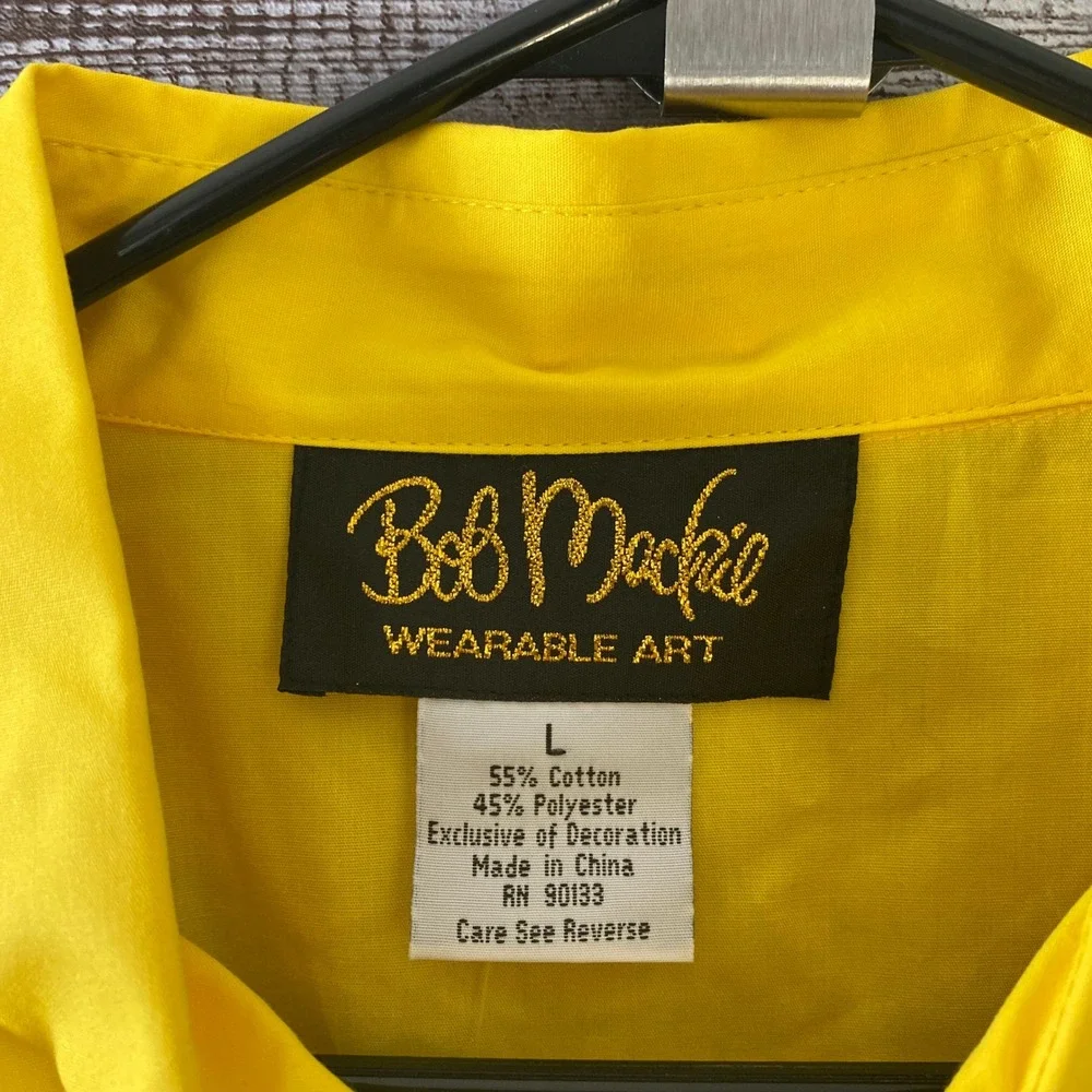 Bob‎ Mackie Women's Long-Sleeved Button-Down Top Size L Yellow Embroidered NWT - Picture 7 of 7